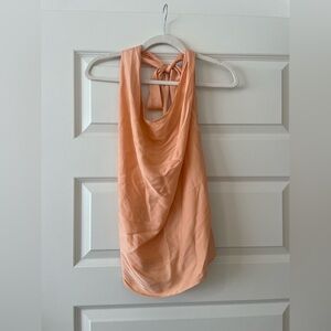 Nouvelle Silk Peach Sleeveless Drape Top